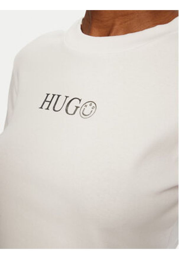 Hugo - HUGO Bluzka Della 50537288 Biały Slim Fit. Kolor: biały. Materiał: bawełna