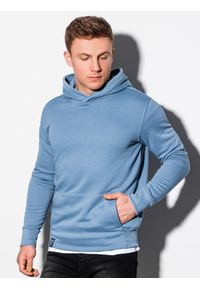 Ombre Clothing - Bluza męska z kapturem B1079 - błękitna - XXL. Typ kołnierza: kaptur. Kolor: niebieski. Materiał: bawełna, poliester #2