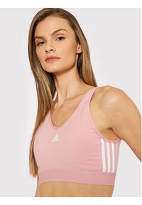 Adidas - adidas Biustonosz sportowy Essentials 3-Stripes HF7229 Różowy. Kolor: różowy. Materiał: bawełna