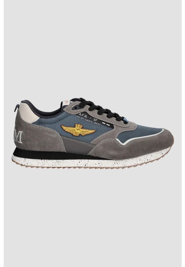 Aeronautica Militare - AERONAUTICA MILITARE Szaro-niebieskie sneakersy męskie, Rozmiar 43. Okazja: na co dzień. Kolor: szary