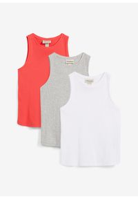 bonprix - Tank top z czystej bawełny organicznej (3-pak). Kolor: czerwony. Materiał: bawełna. Sezon: lato