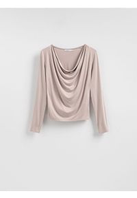 Reserved - Bluzka z wiskozą - beżowy. Kolor: beżowy. Materiał: wiskoza