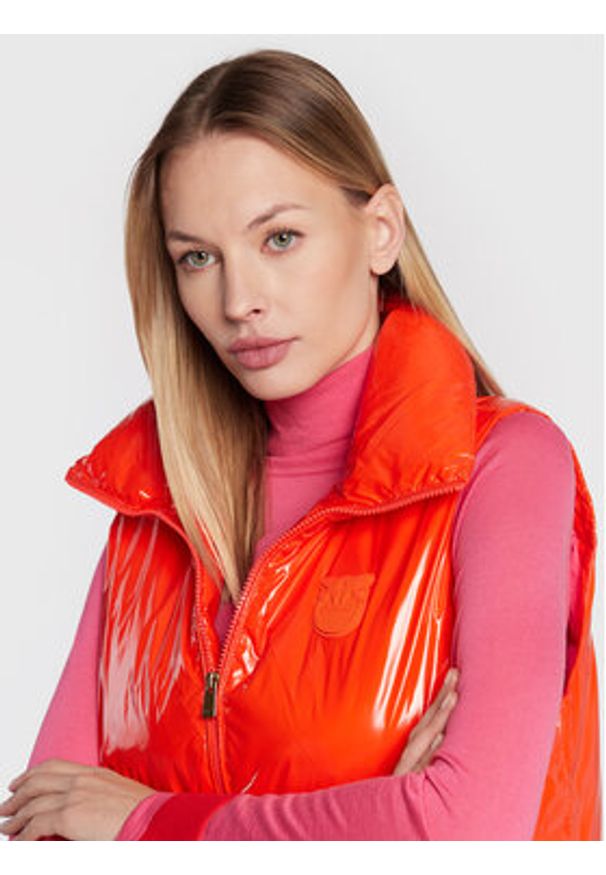 Pinko - PINKO Bezrękawnik Gracia 1G181P A00N Pomarańczowy Regular Fit. Kolor: pomarańczowy. Materiał: syntetyk. Długość rękawa: bez rękawów