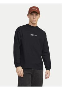 Jack & Jones - Jack&Jones Longsleeve Vesterbro 12251775 Czarny Loose Fit. Kolor: czarny. Materiał: bawełna. Długość rękawa: długi rękaw