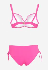 Renee - Fuksjowe Bikini Biustonosz z Usztywnianymi Miseczkami Majtki Figi Ozdobione Troczkami Tamarie. Kolor: różowy. Wzór: aplikacja #5