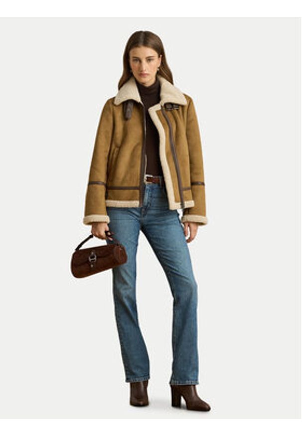 Lauren Ralph Lauren - LAUREN RALPH LAUREN Kurtka z imitacji skóry 297P04122002 Brązowy Regular Fit. Kolor: brązowy. Materiał: syntetyk