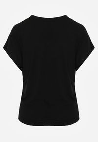 Renee - Czarny Wiskozowy T-shirt z Dekoltem V Eupharis. Okazja: na co dzień. Typ kołnierza: dekolt w kształcie V. Kolor: czarny. Materiał: wiskoza. Styl: casual, elegancki #8