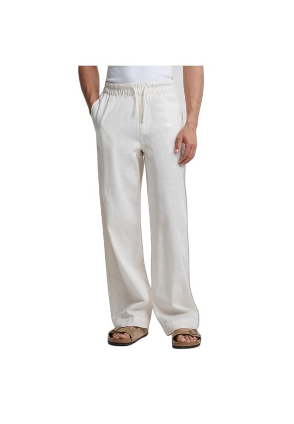 Spodnie Urban Classics. Kolor: biały. Materiał: len, bawełna