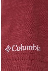 columbia - Columbia t-shirt bawełniany kolor czerwony. Okazja: na co dzień. Kolor: czerwony. Materiał: bawełna. Długość rękawa: krótki rękaw. Długość: krótkie. Wzór: nadruk. Styl: casual
