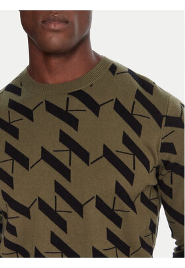 Karl Lagerfeld - KARL LAGERFELD Sweter 655022 554305 Zielony Regular Fit. Typ kołnierza: dekolt w karo. Kolor: zielony. Materiał: bawełna