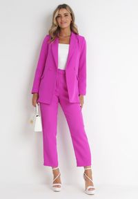 Born2be - Fuksjowa Marynarka Dwurzędowa Mangane. Kolor: różowy. Styl: klasyczny, elegancki #4