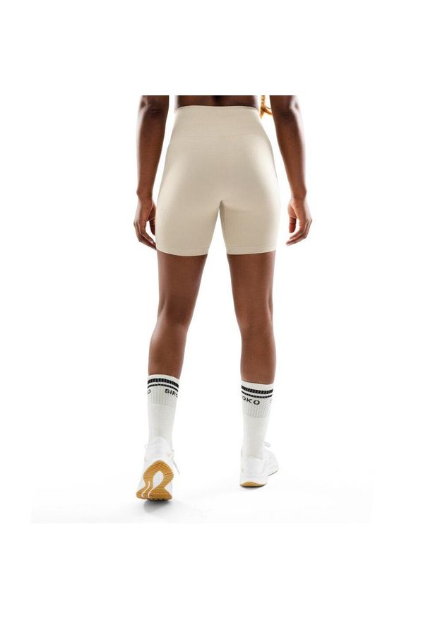 SIROKO - Damskie bezszwowe krótkie legginsy kolarki treningowe Fitness Siroko Dynamic. Kolor: beżowy. Materiał: tkanina, materiał. Długość: krótkie. Sport: fitness