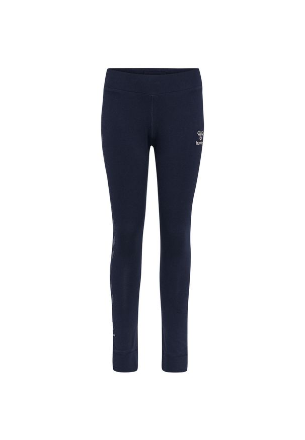 Dziecięce legginsy bawełniane Hummel Move Grid. Okazja: na uczelnię. Kolor: niebieski. Materiał: bawełna. Styl: młodzieżowy, sportowy