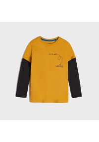 Sinsay - Koszulka z podwójnym rękawem - Żółty. Kolor: żółty #1