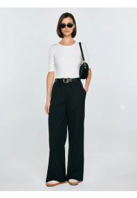 Big-Star - Spodnie damskie wide z dodatkiem wiskozy czarne Alisa 906. Okazja: do pracy. Stan: podwyższony. Kolor: czarny. Materiał: wiskoza. Styl: elegancki, klasyczny #6