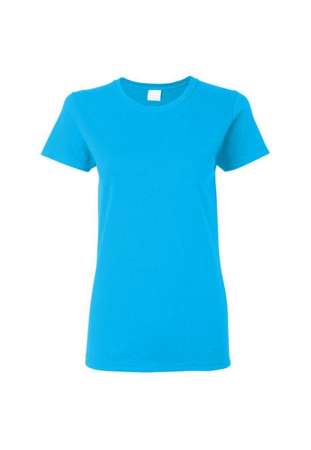 GILDAN - Damska Koszulka T-shirt Krótki Rękaw Top. Kolor: niebieski. Długość rękawa: krótki rękaw. Długość: krótkie. Sport: turystyka piesza