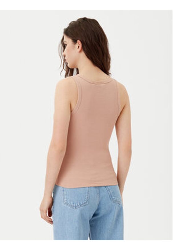 Calvin Klein Jeans Top J20J224762 Beżowy Slim Fit. Kolor: beżowy. Materiał: bawełna