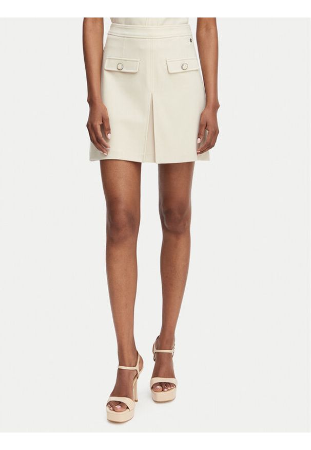 Guess Spódnica mini W6RD57 KCMU2 Beżowy Classic Fit. Kolor: beżowy. Materiał: wiskoza