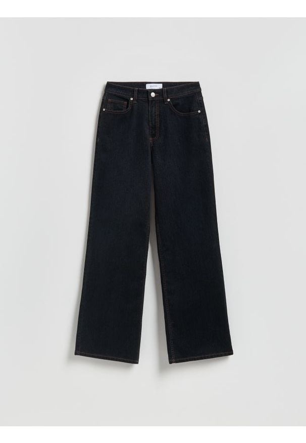 Reserved - Jeansy wide leg - czarny. Kolor: czarny