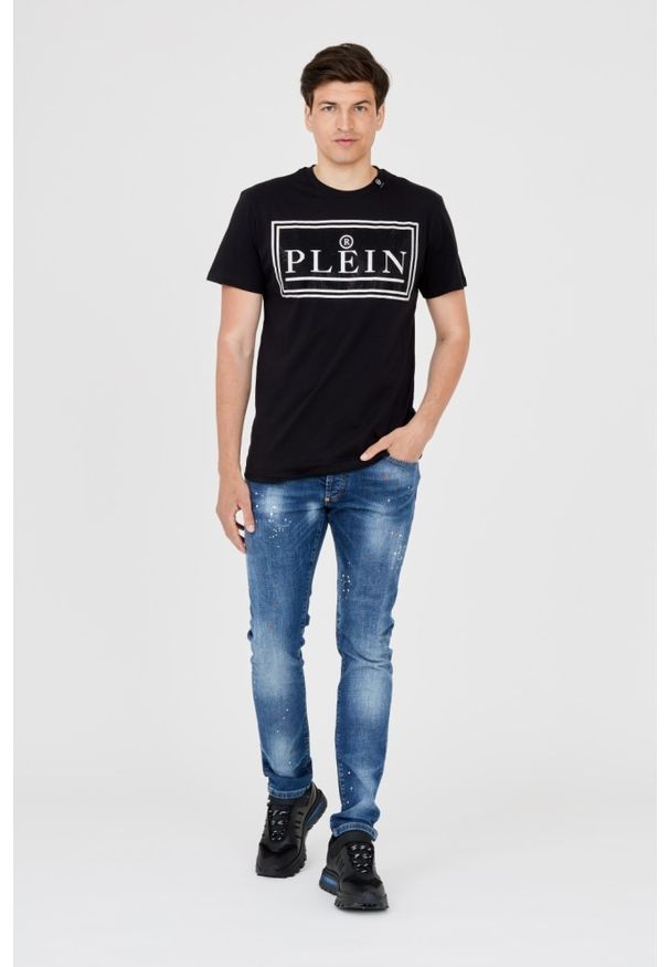 Philipp Plein - PHILIPP PLEIN T-shirt męski z dużym logo, Rozmiar M. Kolor: czarny