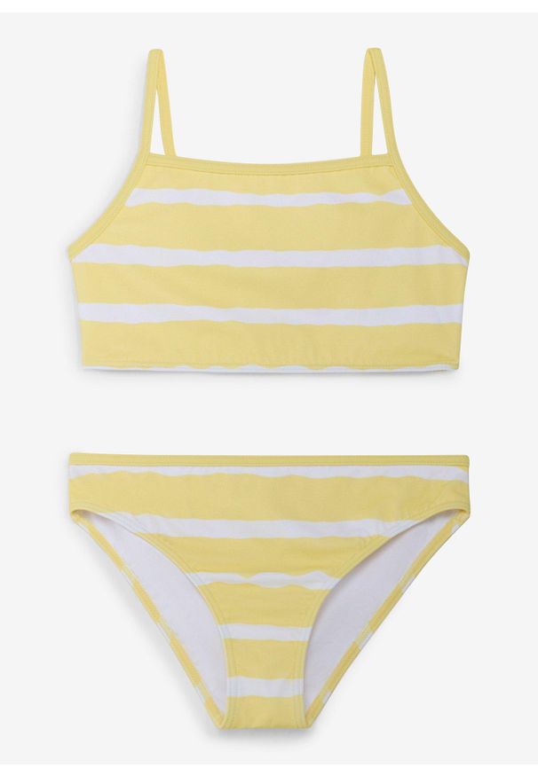 bonprix - Bikini (zestaw 2 cz.). Kolor: żółty. Wzór: paski