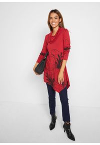 bonprix - Długi shirt z golfem. Typ kołnierza: golf. Kolor: czerwony. Długość: długie. Styl: elegancki