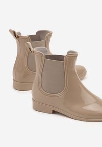 Renee - Beżowe Kalosze Lakierowane w Stylu Sztybletów Eliadore. Okazja: na co dzień. Kolor: beżowy. Materiał: lakier. Styl: klasyczny, casual, elegancki #3