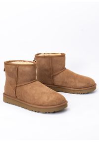 Ugg - Buty zimowe damskie UGG W Classic Mini II. Okazja: na spacer, na co dzień. Kolor: brązowy. Materiał: zamsz, jeans, materiał, wełna. Szerokość cholewki: normalna. Sezon: zima. Styl: elegancki, casual, klasyczny #1