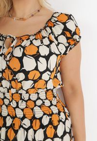 Born2be - Pomarańczowa Rozkloszowana Sukienka Maxi z Cienkimi Gumkami w Pasie z Bawełny Dilaya. Okazja: na co dzień. Kolor: pomarańczowy. Materiał: bawełna. Typ sukienki: proste. Styl: casual. Długość: maxi #2