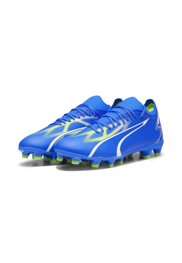 Buty piłkarskie męskie Puma Ultra Match Fg ag. Kolor: zielony, niebieski, wielokolorowy, biały. Materiał: guma, syntetyk, tkanina, materiał. Sport: piłka nożna