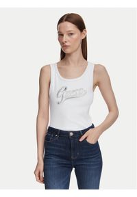 Guess Top W6YP30 K4380 Biały Slim Fit. Kolor: biały. Materiał: syntetyk #1