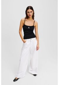 Karl Lagerfeld - KARL LAGERFELD Сzarny damski top Ikon Patch Tank Top, Rozmiar L. Kolor: czarny #4