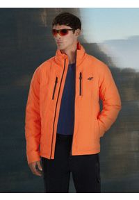 4f - 4F Kurtka puchowa trekkingowa z wypełnieniem syntetycznym męska - czerwona L. Typ kołnierza: kołnierzyk stójkowy. Kolor: czerwony. Materiał: syntetyk, puch. Technologia: Primaloft. Wzór: gładki. Sport: turystyka piesza, wspinaczka #2