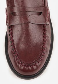 Born2be - Bordowe Marszczone Mokasyny Vices ze Skórzaną Wkładką Nestia. Okazja: na co dzień, na spotkanie biznesowe, do pracy. Kolor: czerwony. Materiał: skóra. Styl: casual, biznesowy, elegancki #7