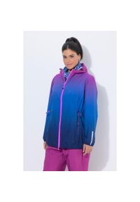 ULLA POPKEN - Damskie Kurtka przeciwdeszczowa lekka wodoszczelna kaptur kieszenie na zamek. Kolekcja: plus size. Kolor: niebieski. Materiał: poliester, materiał #1