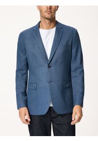 Reserved - Marynarka slim fit z wiskozą - niebieski. Kolor: niebieski. Materiał: wiskoza #1