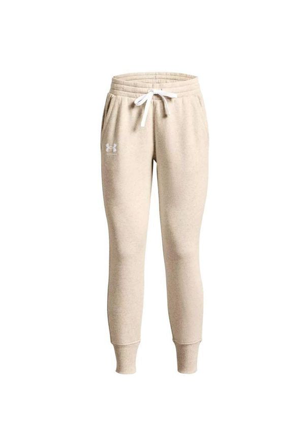 Under Armour - Spodnie Do Joggingu Damskie Polar Rival. Kolor: beżowy. Materiał: polar. Sport: bieganie