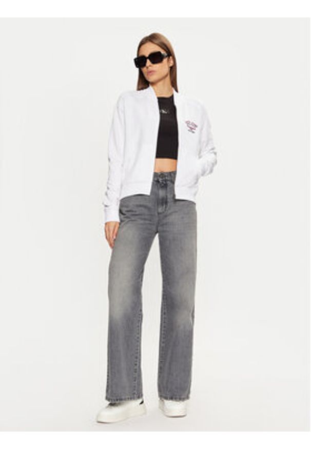 Guess Jeans Bluza W5RQ22 K68I4 Biały Regular Fit. Kolor: biały. Materiał: bawełna