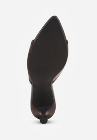 Born2be - Brązowe Klapki na Szpilce z Siateczkową Wyciętą Cholewką Laomesine. Nosek buta: otwarty. Kolor: brązowy. Materiał: skóra, materiał. Sezon: lato. Obcas: na szpilce. Styl: klasyczny. Wysokość obcasa: średni #2