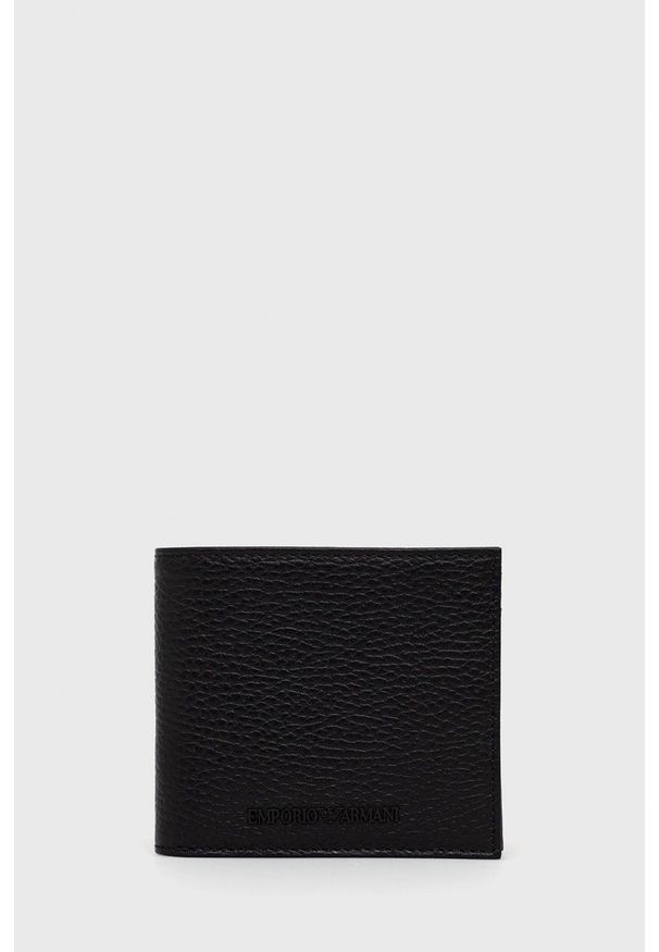 Emporio Armani Portfel skórzany męski kolor czarny. Kolor: czarny. Materiał: skóra. Wzór: gładki