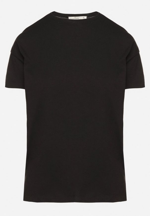 Born2be - Czarny Klasyczny T-shirt Oversize z Bawełny Zivassa. Okazja: na co dzień. Kolor: czarny. Materiał: bawełna. Styl: klasyczny