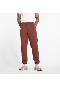 Spodnie męskie New Balance MP41508ROK – brązowe. Kolor: brązowy. Materiał: dresówka, bawełna, tkanina