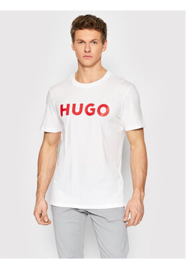 Hugo T-Shirt Dulivio 50467556 Biały Regular Fit. Kolor: biały. Materiał: bawełna