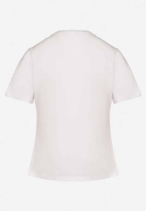 Born2be - Biały Bawełniany Klasyczny T-shirt Ralarie. Okazja: na co dzień. Kolor: biały. Materiał: bawełna. Styl: klasyczny
