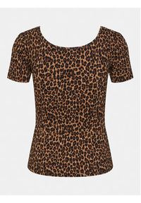 Pieces T-Shirt Kitte 17148392 Brązowy Slim Fit. Kolor: brązowy. Materiał: bawełna #4