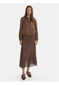 Marella Koszula Albatro 2613041045 Brązowy Regular Fit. Kolor: brązowy. Materiał: acetat #4