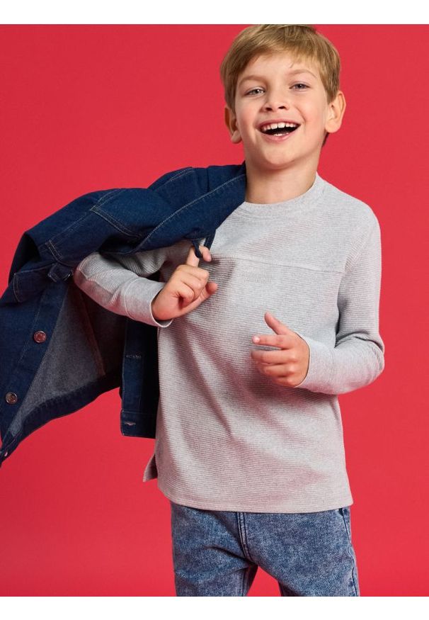 Sinsay - Koszulka z długimi rękawami - szary. Kolor: szary. Długość rękawa: długi rękaw. Długość: długie