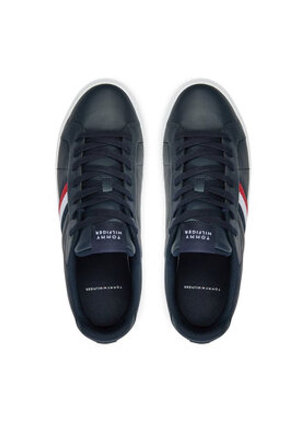 TOMMY HILFIGER - Tommy Hilfiger Sneakersy Icon Court Lth Stripes FM0FM05163 Granatowy. Kolor: niebieski. Materiał: skóra