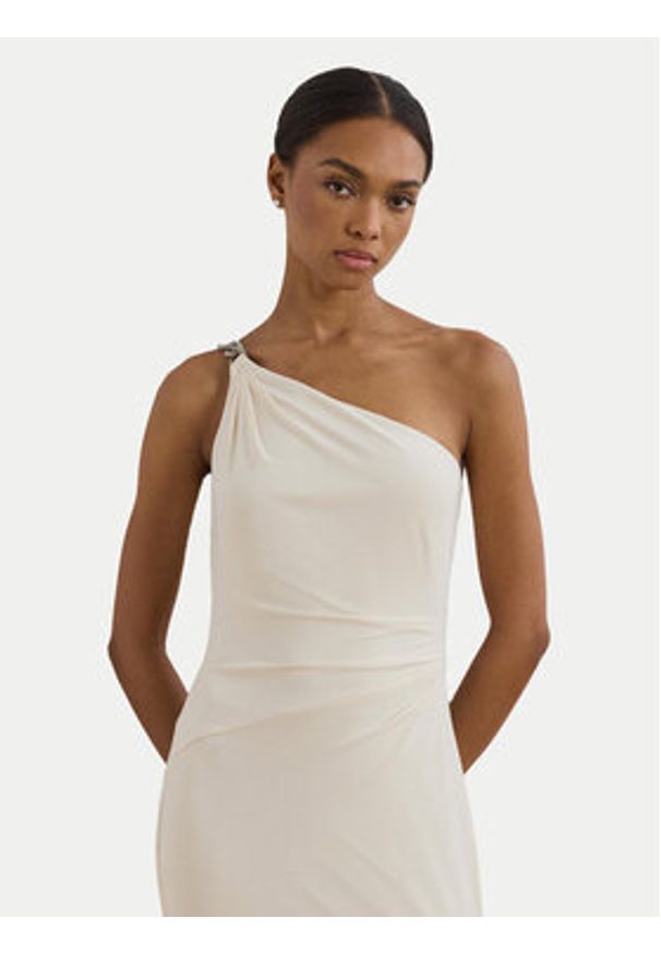 Lauren Ralph Lauren - LAUREN RALPH LAUREN Sukienka wieczorowa 253751483020 Écru Slim Fit. Materiał: syntetyk. Styl: wizytowy