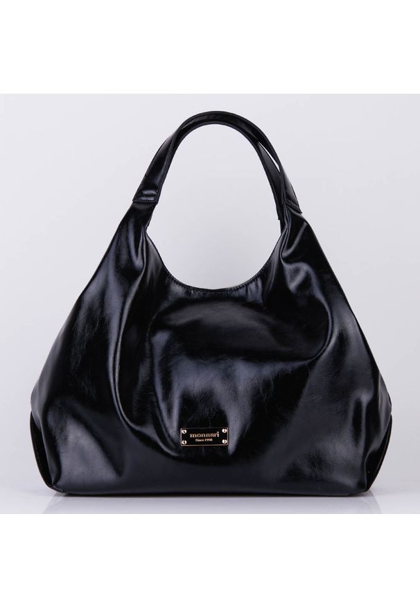Inna - Torebka damska Monnari worek na ramię czarna. Kolor: czarny. Materiał: skórzane. Styl: elegancki. Rodzaj torebki: na ramię